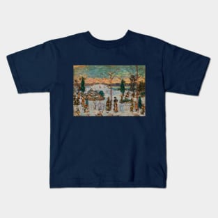 Snow in April by Maurice Brazil Prendergast Kids T-Shirt